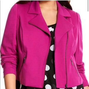 Lane Bryant Ponte Knit Moto Jacket Asymmetric Zipper Raspberry 28